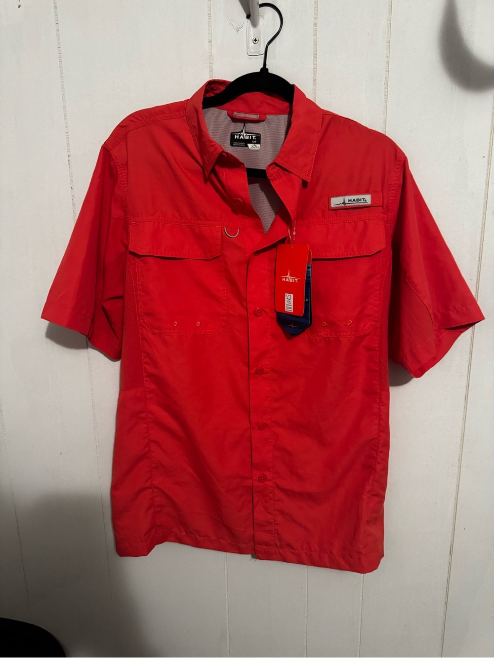 Habit Men's Short Sleeve Button-Down Shirt - coral